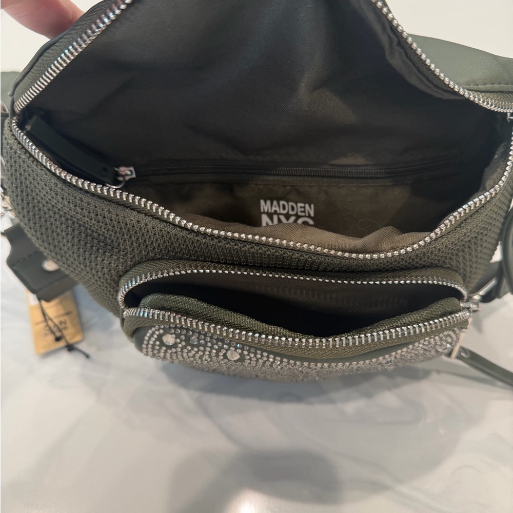 STEVE MADDEN NYC Crossbody Blingy Bag Loden Green Adjustable Strap - Picture 3 of 5